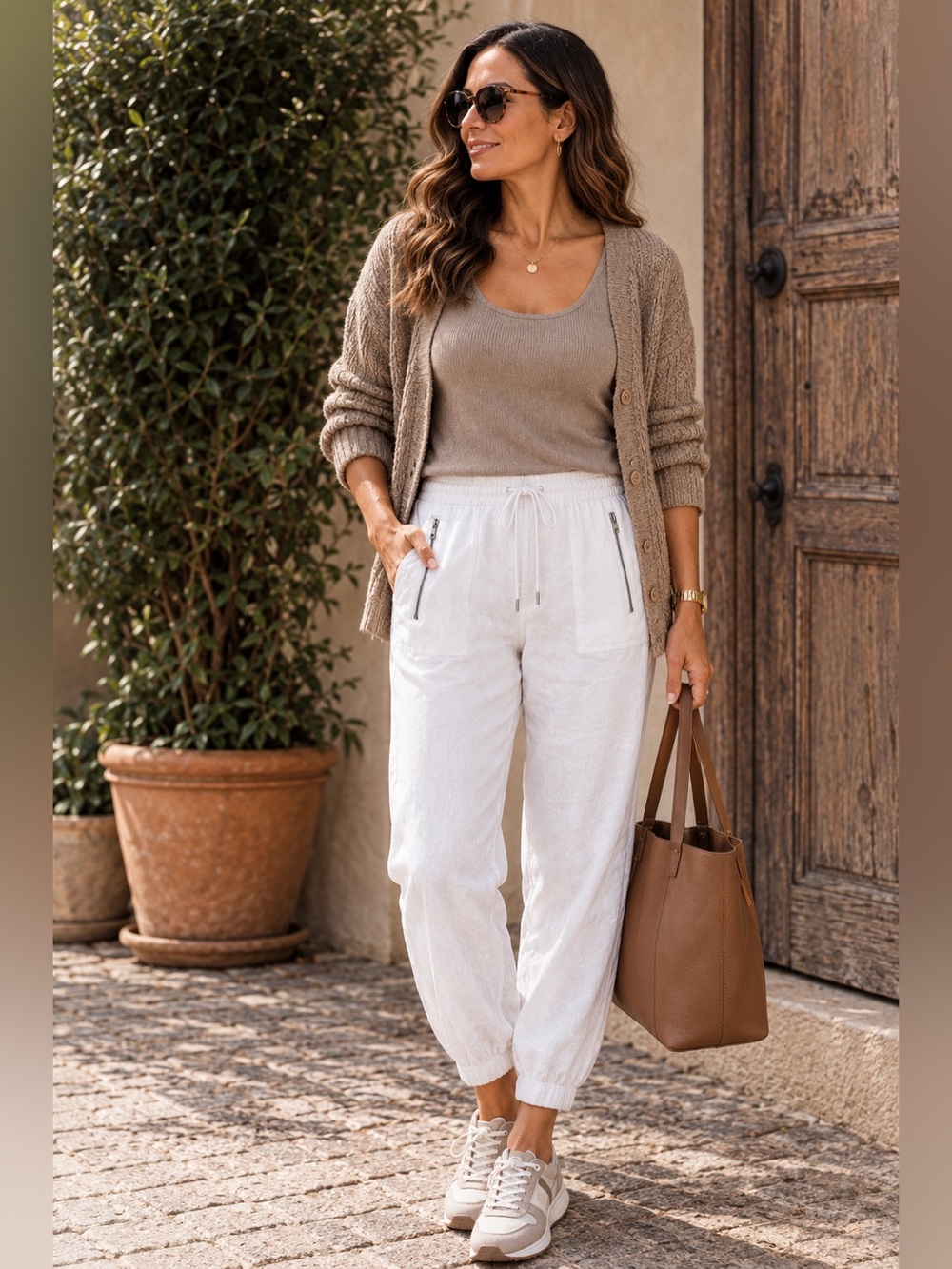Athleta Cabo Linen Jogger White 100% Linen Pants Size 16